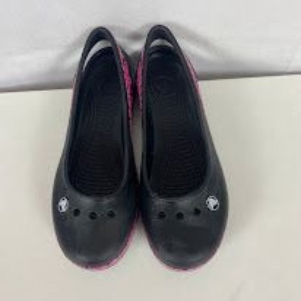 Crocs‎ Black Girls Kadee Rubber Mary Jane Flats Junior Size 6.
